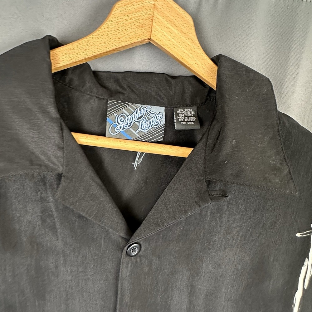 SAPPHIRE LOUNGE BARBED WIRE‎ MEN'S SHIRT 2XL Black SS Button up Solid